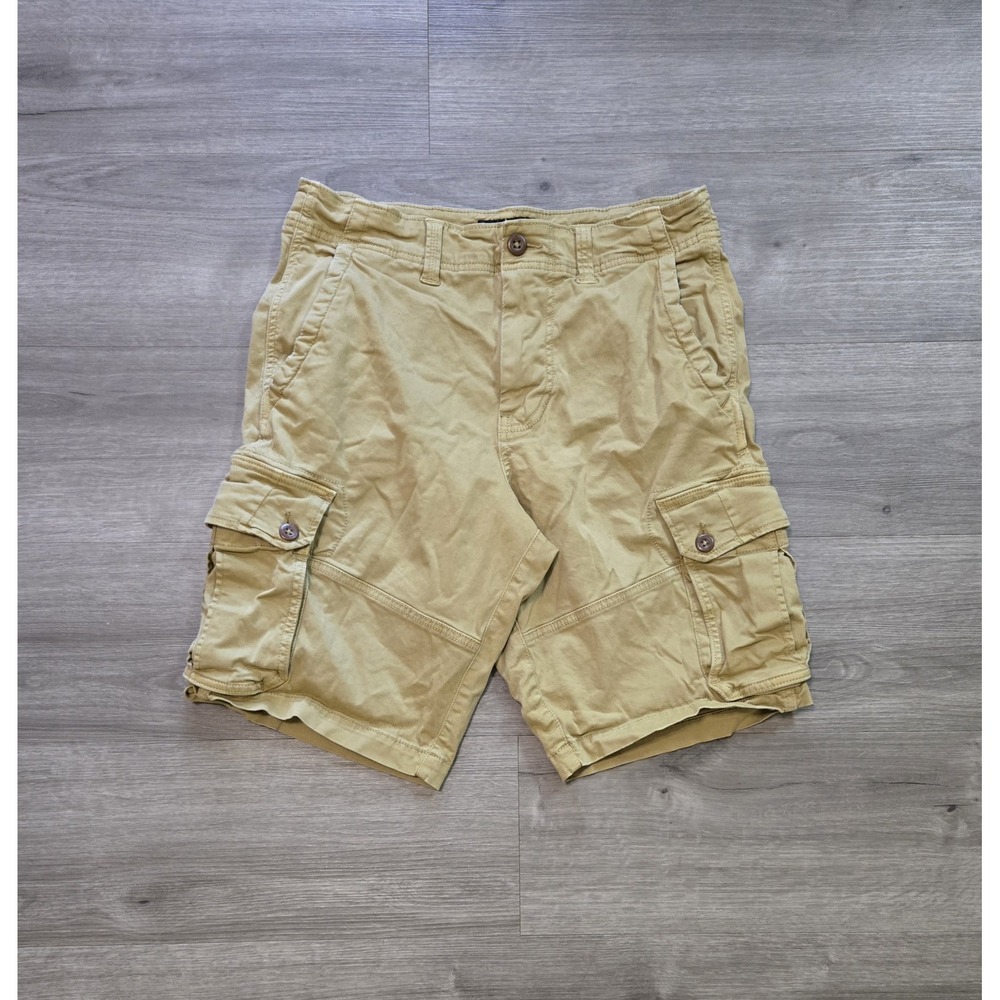 American Eagle Cargo Shorts Mens 32 Khaki Beige Longer Length Y2K Extreme Flex